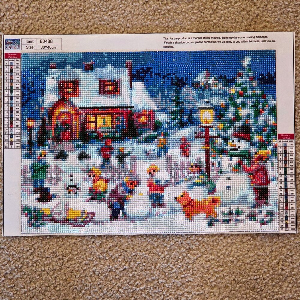 Finished Diamond Art Painting of Christmas Scene (114)